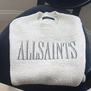All Saints Textured Cream Crewneck Sweater